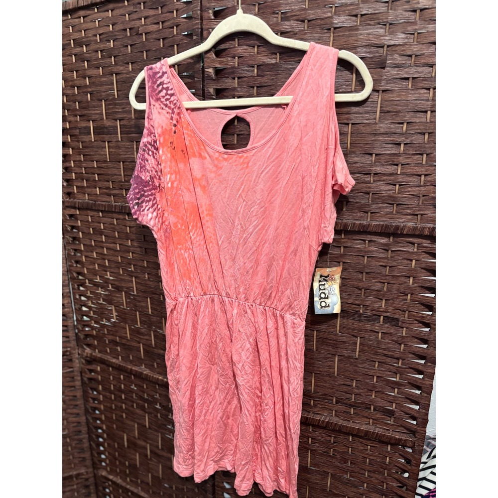 Mudd Coral Cold Shoulder Dress Womens Large Keyhole Back Sleeveless